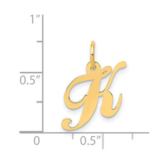 14k Yellow Gold Small Fancy Script Initial K Charm