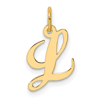 14k Yellow Gold Small Fancy Script Initial L Charm