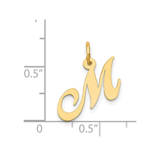 14k Yellow Gold Small Fancy Script Initial M Charm