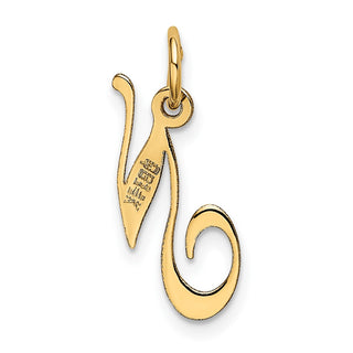 14k Yellow Gold Small Fancy Script Initial N Charm