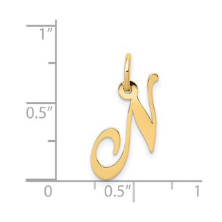 14k Yellow Gold Small Fancy Script Initial N Charm