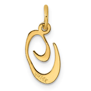 14k Yellow Gold Small Fancy Script Initial O Charm