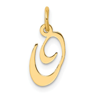 14k Yellow Gold Small Fancy Script Initial O Charm