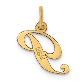 14k Yellow Gold Small Fancy Script Initial P Charm
