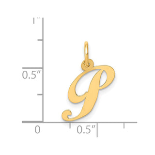 14k Yellow Gold Small Fancy Script Initial P Charm
