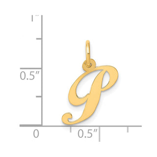 14k Yellow Gold Small Fancy Script Initial P Charm