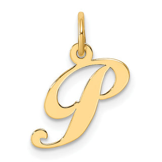 14k Yellow Gold Small Fancy Script Initial P Charm