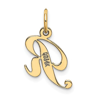 14k Yellow Gold Small Fancy Script Initial R Charm