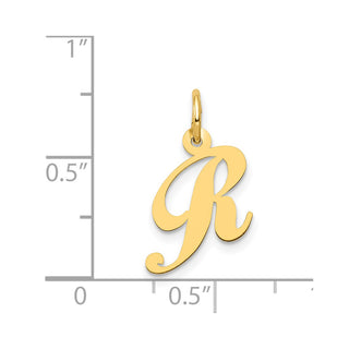 14k Yellow Gold Small Fancy Script Initial R Charm