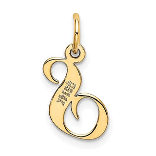 14k Yellow Gold Small Fancy Script Initial S Charm
