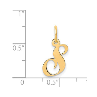 14k Yellow Gold Small Fancy Script Initial S Charm