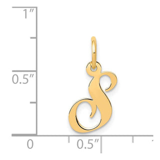 14k Yellow Gold Small Fancy Script Initial S Charm