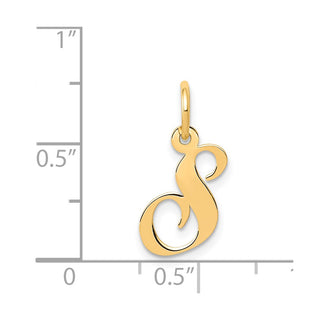14k Yellow Gold Small Fancy Script Initial S Charm