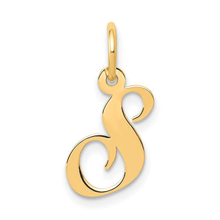 14k Yellow Gold Small Fancy Script Initial S Charm