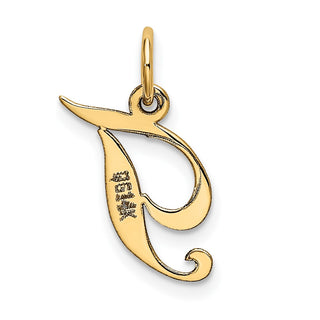 14k Yellow Gold Small Fancy Script Initial T Charm