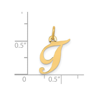 14k Yellow Gold Small Fancy Script Initial T Charm