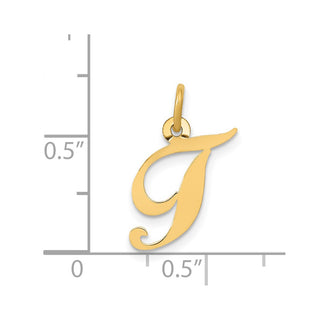 14k Yellow Gold Small Fancy Script Initial T Charm