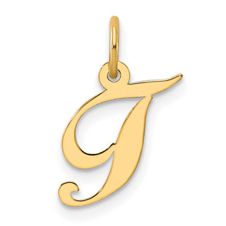 14k Yellow Gold Small Fancy Script Initial T Charm