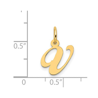 14k Yellow Gold Small Fancy Script Initial V Charm