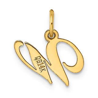 14k Yellow Gold Small Fancy Script Initial W Charm