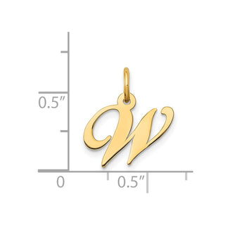 14k Yellow Gold Small Fancy Script Initial W Charm