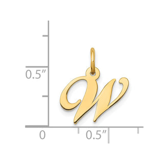 14k Yellow Gold Small Fancy Script Initial W Charm