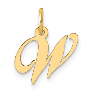 14k Yellow Gold Small Fancy Script Initial W Charm
