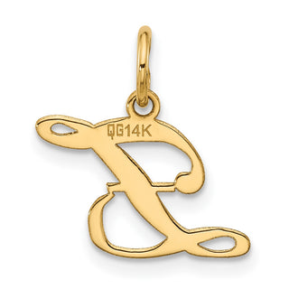 14K Yellow Gold Small Fancy Script Letter Z Initial Charm