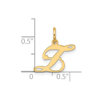 14K Yellow Gold Small Fancy Script Letter Z Initial Charm