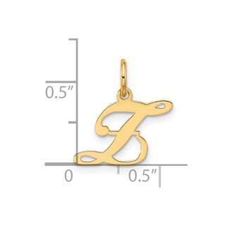 14K Yellow Gold Small Fancy Script Letter Z Initial Charm