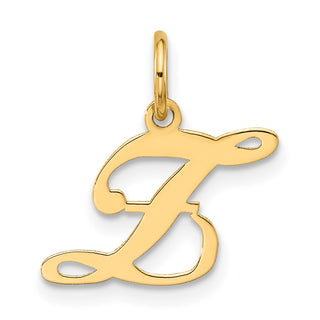 14K Yellow Gold Small Fancy Script Letter Z Initial Charm