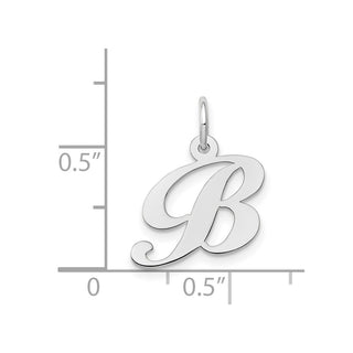 14K White Gold Small Fancy Script Initial B Charm