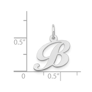 14K White Gold Small Fancy Script Initial B Charm