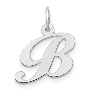 14K White Gold Small Fancy Script Initial B Charm
