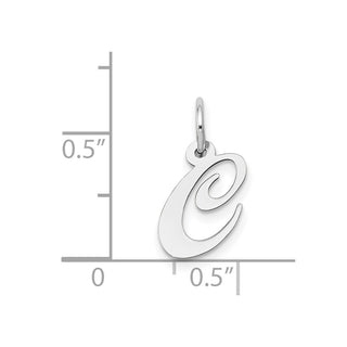 14K White Gold Small Fancy Script Initial C Charm