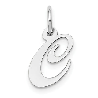 14K White Gold Small Fancy Script Initial C Charm