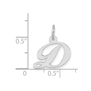 14K White Gold Small Fancy Script Initial D Charm