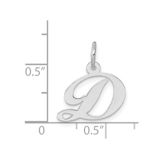 14K White Gold Small Fancy Script Initial D Charm