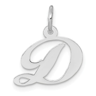 14K White Gold Small Fancy Script Initial D Charm