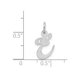 14K White Gold Small Fancy Script Initial E Charm