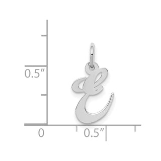 14K White Gold Small Fancy Script Initial E Charm