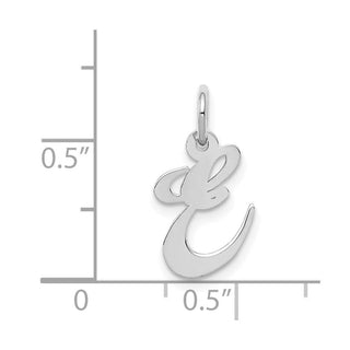 14K White Gold Small Fancy Script Initial E Charm