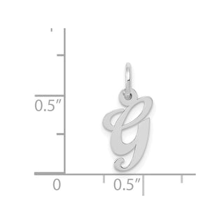 14K White Gold Small Fancy Script Initial G Charm