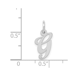 14K White Gold Small Fancy Script Initial G Charm