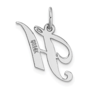 14K White Gold Small Fancy Script Initial H Charm