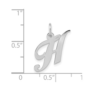 14K White Gold Small Fancy Script Initial H Charm
