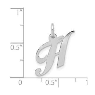 14K White Gold Small Fancy Script Initial H Charm