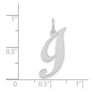 14K White Gold Small Fancy Script Initial I Charm