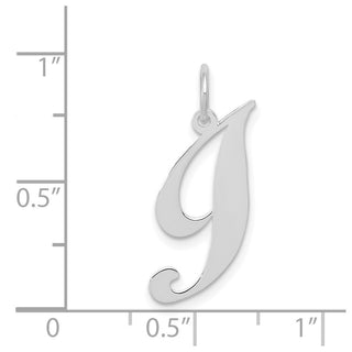 14K White Gold Small Fancy Script Initial I Charm
