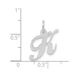 14K White Gold Small Fancy Script Initial K Charm